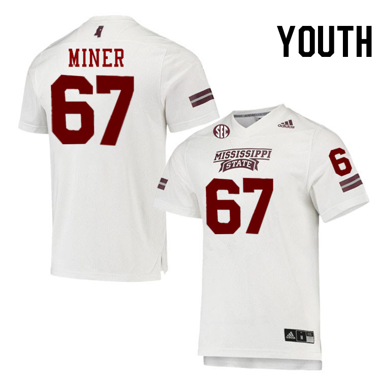 Youth #67 Ethan Miner Mississippi State Bulldogs College Football Jerseys Stitched-White